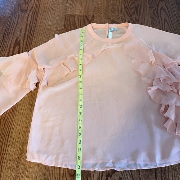 NWT ASOS RAW RUFFLED SHEER BLOUSE. Long sleeve. Crew neck peachy pink size 8 - Picture 15 of 15
